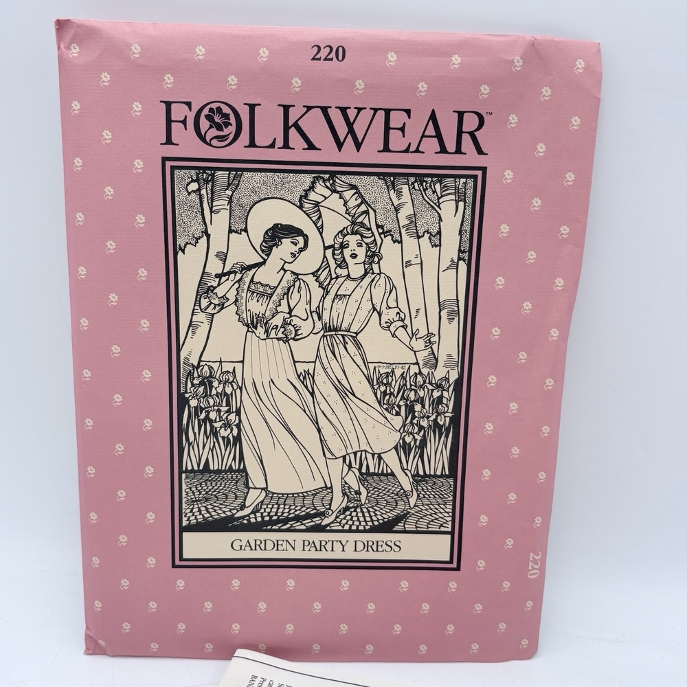 VTG 1982 Folkwear 220 Garden Party Dress Pattern Sizes 8,10,12,14 Complete USA